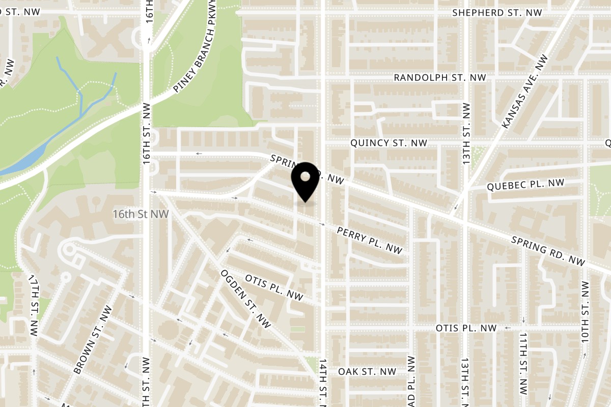 Map showing the location of Chercher Restaurant Columbia Heights - Restaurant & Bar on 3608 14th St NW in Washington