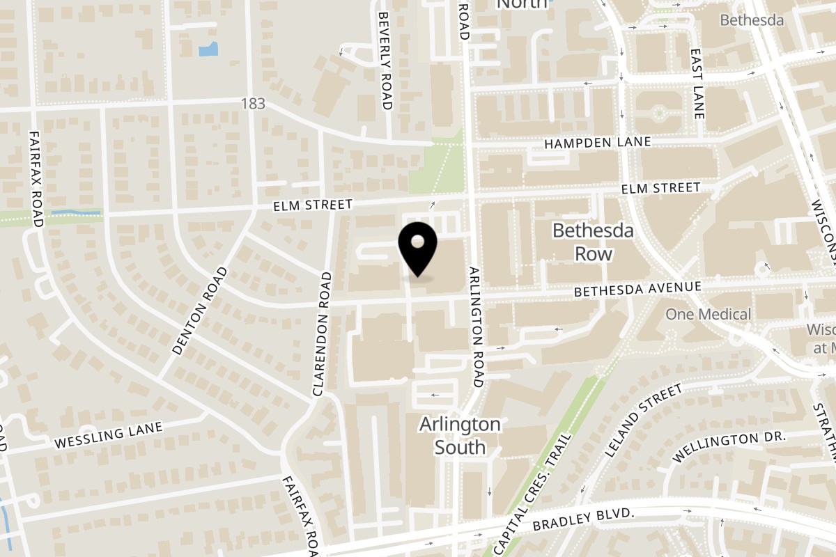 Map showing the location of Chercher Restaurant Bethesda, MD - Cuisine on 4921 Bethesda Ave in Bethesda